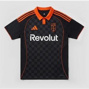 adidas COMO  Men’s Black and Orange Checkered Football Jersey